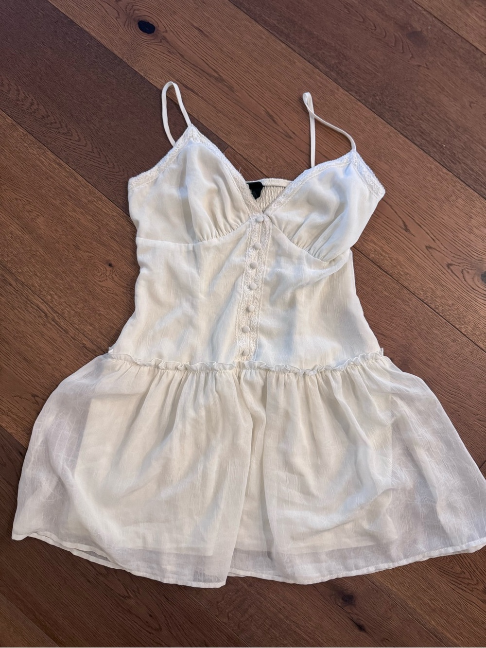 Wild Fable White Lace-Trim Slip Dress